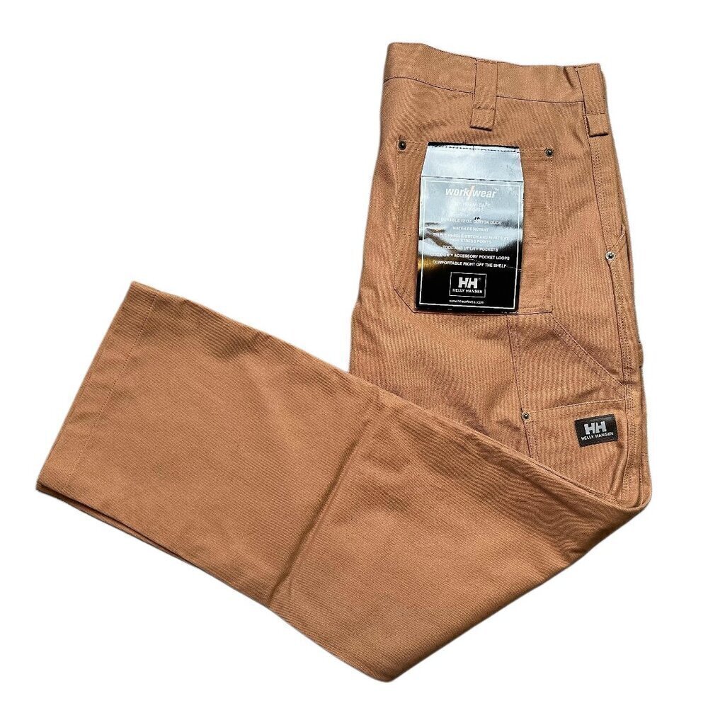 Helly Hansen Workwear NWT Brown Cotton Duck Men's Construction Pants Sz 36 X 32